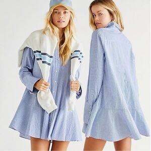 Free People All for You Striped Shirt Dress - Small